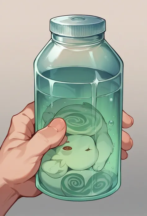 high detail, transparent PET bottle, from the top in a gradient with a spiral disintegration effect creating a thread