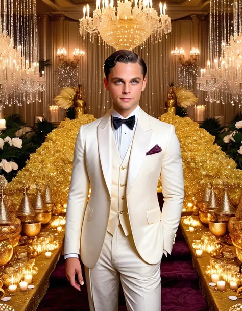 "I was within and without, simultaneously enchanted and repelled by the inexhaustible variety of life."

Image Prompt: Depict a scene where the protagonist, Nick Carraway, stands on the periphery of a lavish party, experiencing a mix of fascination and det...