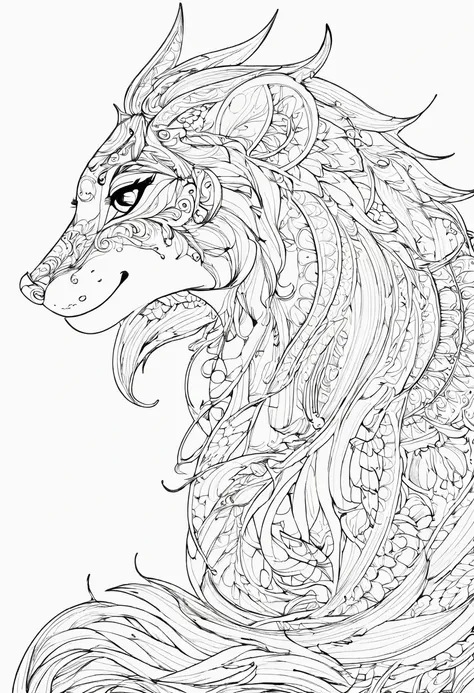 complete image within a margin around the image, leave indentation margin on a coloring page with a random animal coloring in bl...