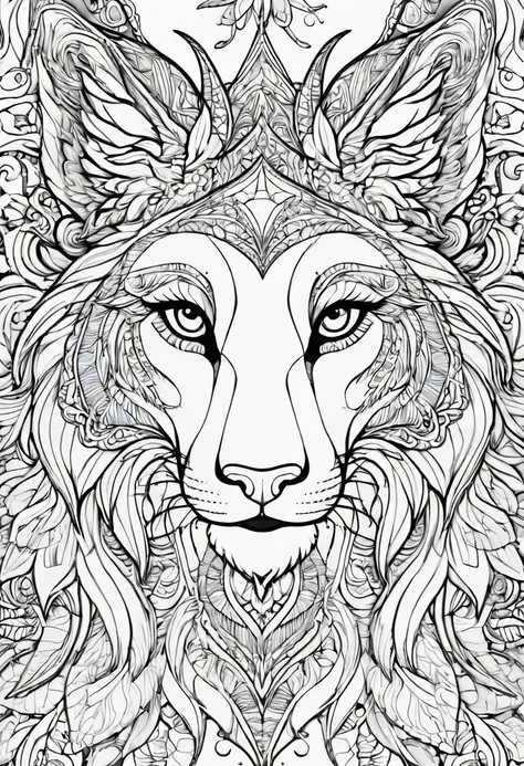 complete image within a margin around the image, leave indentation margin on a coloring page with a random animal coloring in bl...