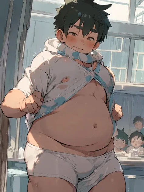 beautiful, ((chubby)), (very short hair),(tomboy), (breast) (pudgy face), (naughty) (high school students) , (plump), ((young)), (androgynous), (boyish), (handsome), (thick), (shota), (overweight), ((by hinahara hajime)), (by daichi kouta), (beefy), (nippl...