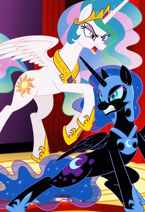 Nightmare moon angry pony fight celestia 