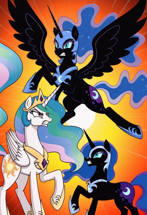 Nightmare moon angry pony fight celestia 