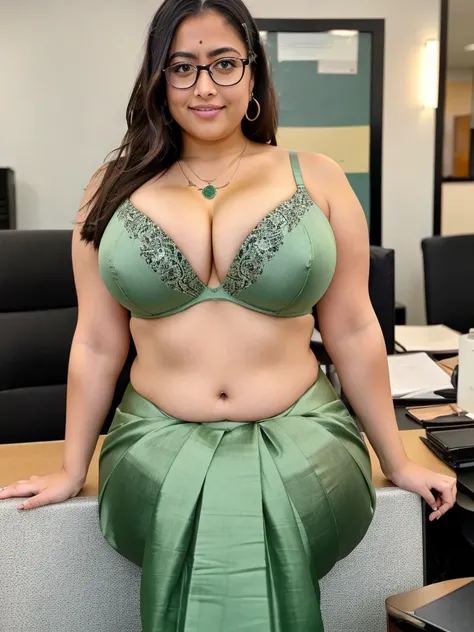  a woman padded different bra and shorts  saree,big cheeks, curvy, hourglass figure, swooping breasts, deep cleavage, angle face, round face,fair skin,open arms, sexy armpits,big penis, nipples, ass, necklace, ,(cinematic:1.3),arafed woman in a green dress...