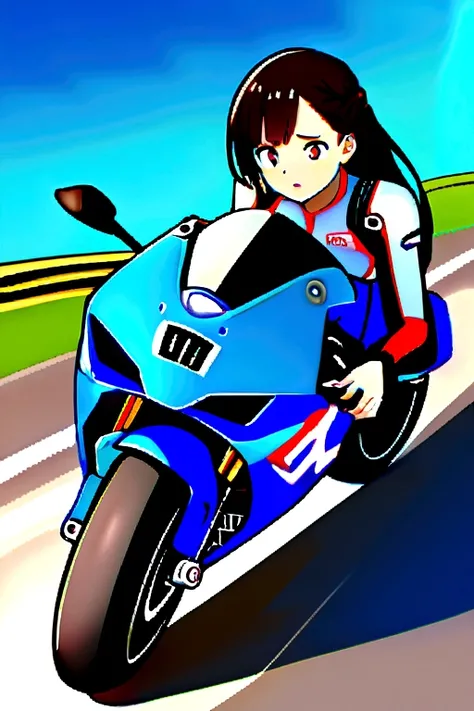 A girl with superbike, sport bike