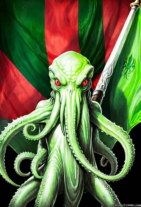 Beasts of the light, Liandra, Bloody Neat, southern pride flag, flag of cthulhu,  --ar 9:20