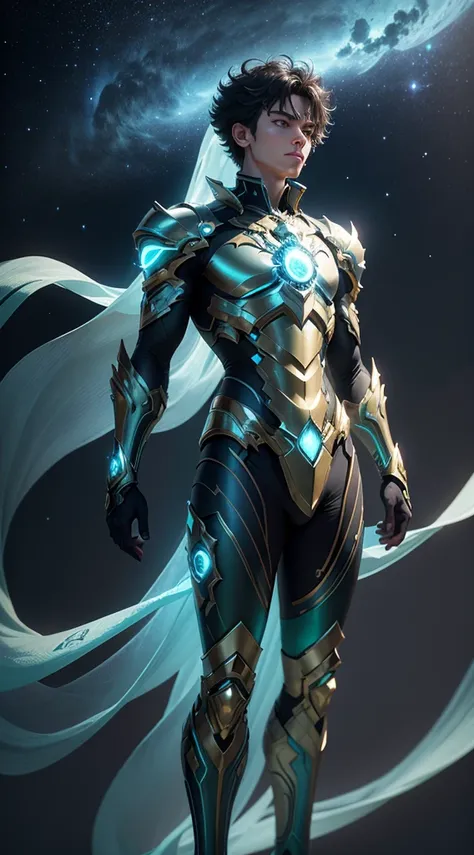 Masterpiece, Highest Quality, Ultra-Detailed, Hyper-Real, (seiya), a Man,Perfect Face, cinematic lighthing, full body, (Realistic),
Prompt:  Celestial humanoid male with a glowing blue aura and glowing green eyes, standing against a black background with b...