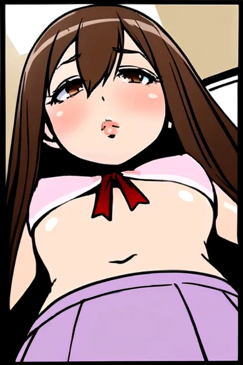 master piece, extremely detailed, high resolution,Makoto Shinkai style、high school girl、1 girl、Upper body only、Pink Bra、Pink Panties、Glossy, plump lips、Shiny Hair、Brown Hair、Long Straight Hair、Mid-chest、Narrow waist、Girl&#39;s room view、Backwards、Looking u...