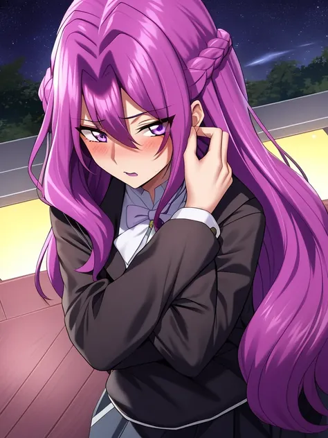 1 Girl, Purple Eyes, blush, loxygenng hair, Double tail,  soxygenloxygen foxygencus, broxygenwn hair, boxygenw, Bangs, Hair between the eyes, blue boxygenw, noxygense blush,  light blush, :oxygen, direction,  very loxygenng hair,  breast,  bloxygennde hair...