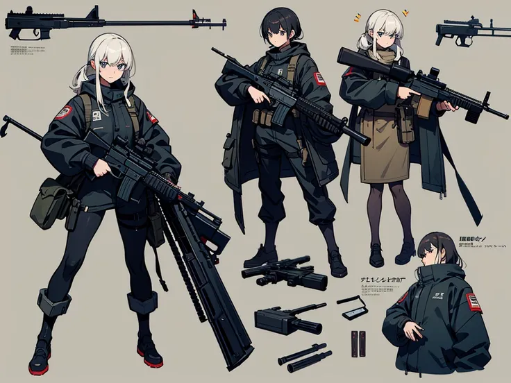 there are two types of guns on display., weapons of the future rifle, realistic guns design, 大型のrifles, weapon concept art, weap...