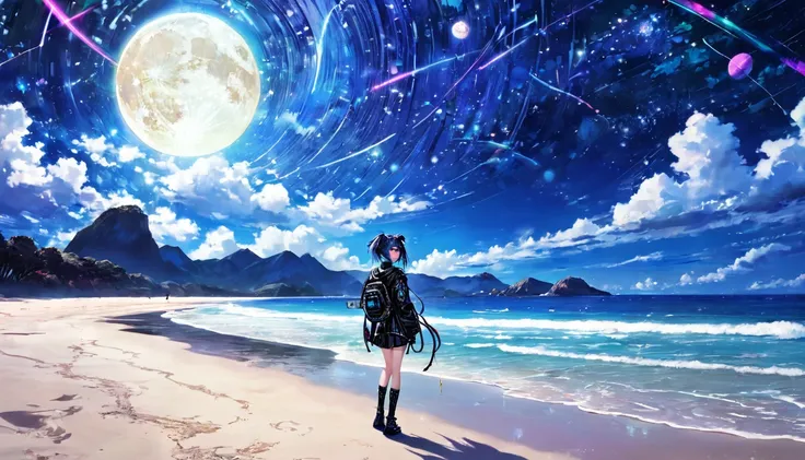 cyber punk、Empty beach、Starry Sky