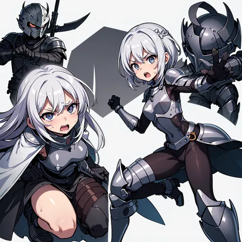 (Chibi Character)、((Full body character concept, Detailed character design))、Highest quality, Best Quality,Best illustrations、(((Iron Helmet))),Medieval Armor、Medieval Knight、Full grey armor、(((20-year-old male)))、Dramatic Angle、(battle)、battlefield、Moveme...