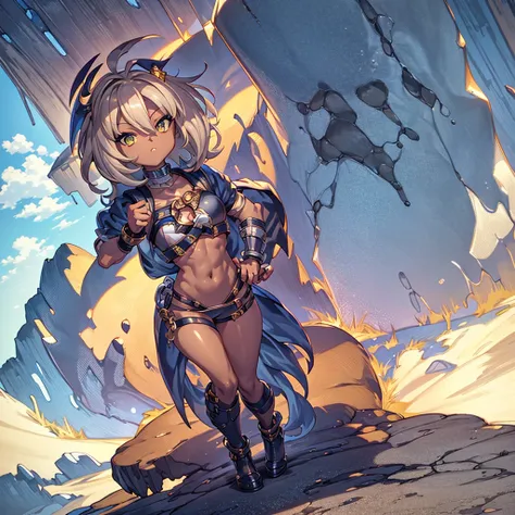 full body, whole body. 1solo (girl). slave fighter, loincloth standing, hands on hips full body, whole body. 1solo (girl). slave fighter, loincloth standing, hands on hips, metal sandals, backpack, choker, big belt, view from below, feet together, bracers,...