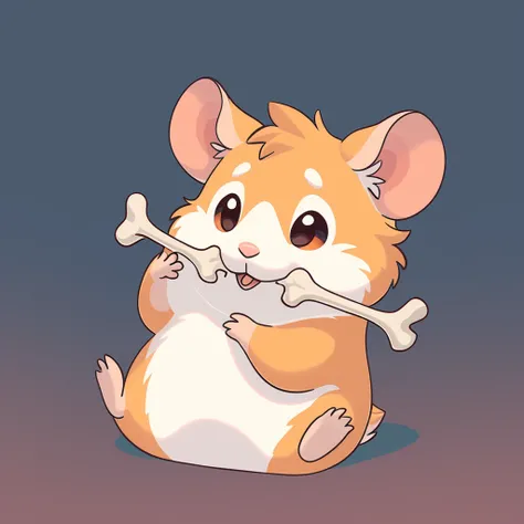 hamster holding a bone in anatomical illustration art style