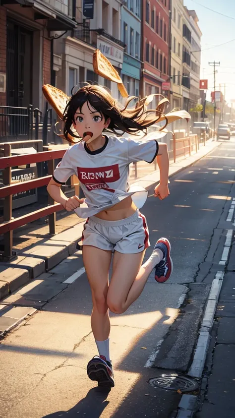 Running with toast in mouth