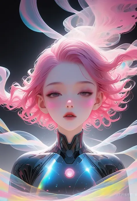 cyberpunk, pink hair, futurism, surreal, ultra wide angle, wide-angle lens, look up, dynamic movement, expressive, full of energ...