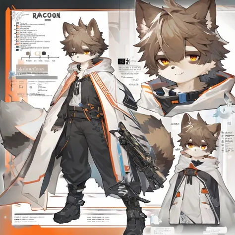 ((Masterpiece)), (Ultra detailed), (best quality), detailed background, Raccoon, (arknights style), (concept art, Character Sheet), absurdities (Beautiful and highly detailed face and eyes) perfect anatomy ( angelic handsome boy, Kemono, )(furry antro),