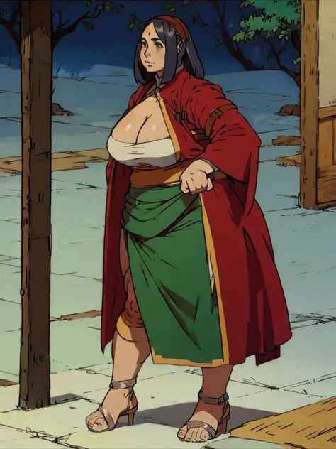 Mature female, plump, medieval, Native dress, full body image