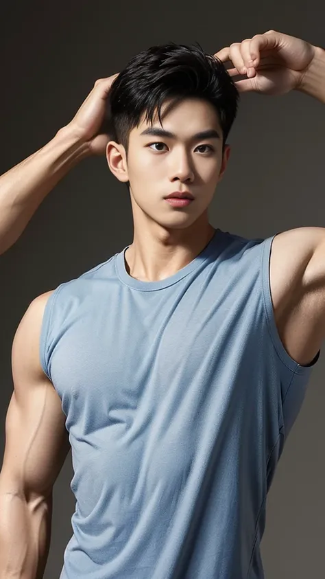 Film Masseter、well done、Asia、man、Age 25、young gay men、no tops、Upper body: navy blue tight-fitting T-shirt、ผู้manที่เท่ห์、stalwart、eyes、Short details, good and high, etc.、large size、Authentic texture、The upper body is naked.、Big bulge、fitness trainer、Coachi...