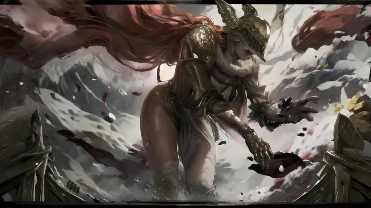 1 girl, ultra sharp image, beautiful figure, beautiful, full length (full body 1.1.), slender legs, buttocks, slender legs, Wasp waist, sexy, fighting pose, fighting stance, only,helmet,light-skinned Женский, One, long curved sword in hand