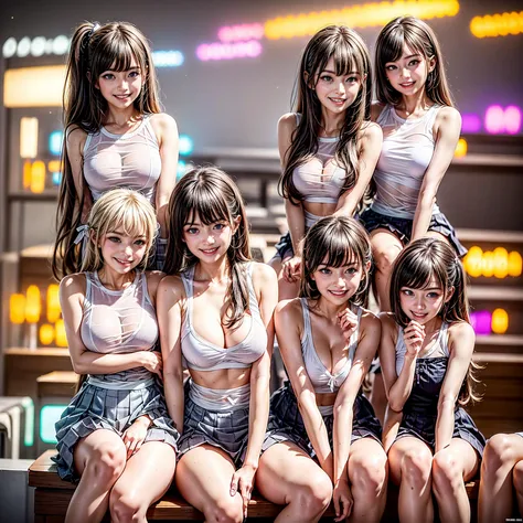 ((ExtremelyDetailed (PUNIPUNI KAWAII 12 Girls in a row:1.37) Shibuya Hachiko-mae scramble crossing)), (masterpiece 8K TopQuality:1.2) (ProfessionalPhoto:1.37), Different types of hair colors, {((White skinny Athletic wear))|(SchoolUniform)|Tutu}, {(Hidden ...