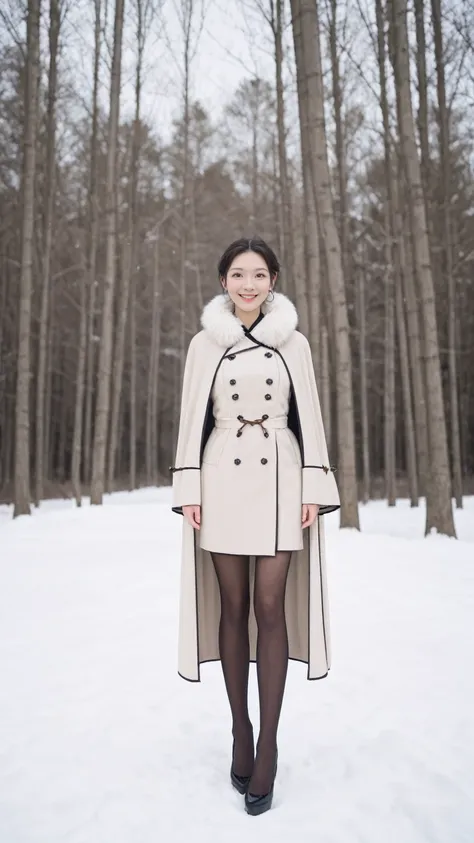 realistic,score_9, score_8_up, score_7_up, BREAK, In this 16k winter masterpiece wallpaper, a breathtakingly beautiful girl stands alone in a snowy forest, exuding an enchanting beauty. The scene is set outdoors, capturing the essence of a serene winter wo...