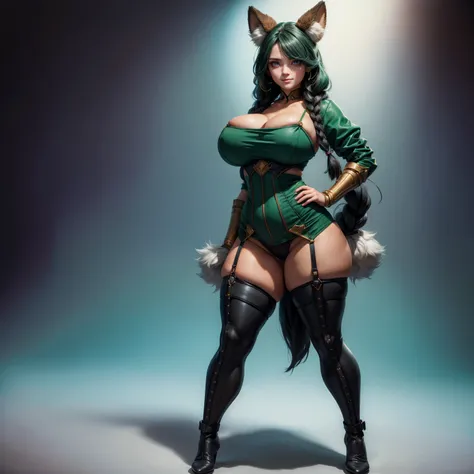 Rule of thirds, Antropo peludo vex Yordle, only, hairy body, covered with fur, cloth для приключений в стиле фэнтези, short stack, (Best quality, extremely complex parts, Beautiful eyes, detailed face, e621), dark green hair, Nice style, (standing, sexy po...