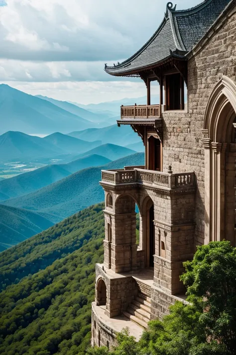 Big mysterious palace on the top of a mountain 