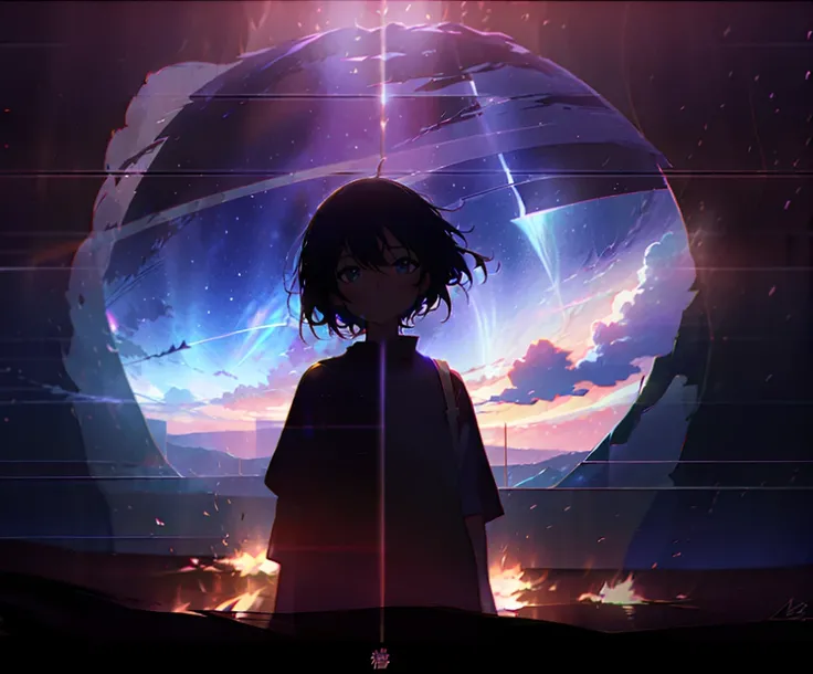 Films by Makoto Shinkai「Your Name。」Wallpapers inspired by. Starry Sky, masterpiece, Black silhouette, Perfect Anatomy, romantic, Kimi No Na Wa, Highly detailed face. Cute face, Perfect Face, masterpiece, 4K, Lovely couple, Boys and Girls, men and women, Ge...