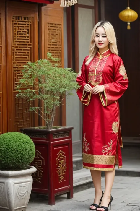 28 year old blonde chiva with oriental clothes in China year 1000