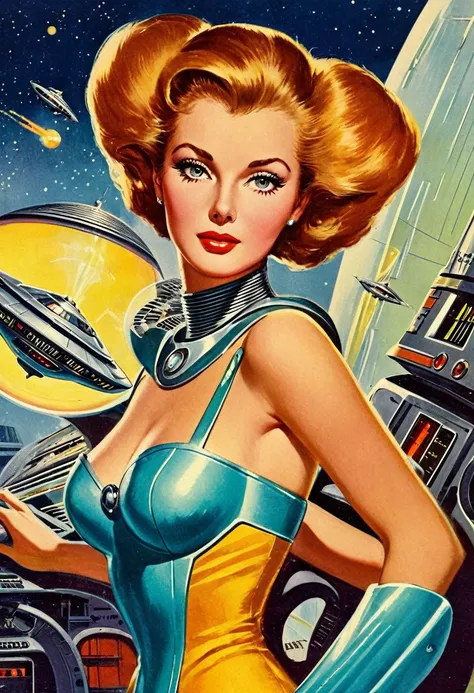 retro futuristic, ((retro futurism)), ((science fiction)), 1950s, (((1960s))), 1970s, (alien women),