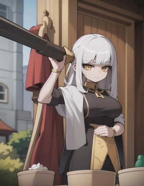 Has long white hair、Anime girl holding a red and gold scepter, Ayaka Genshin Impact, White-haired deity, Kushat Krenz Key Women in Art, Sharp RPG portraits, Keqing from genshin impact, From the Azur Lane video game, Anime girl holding a bow and arrow, Astr...