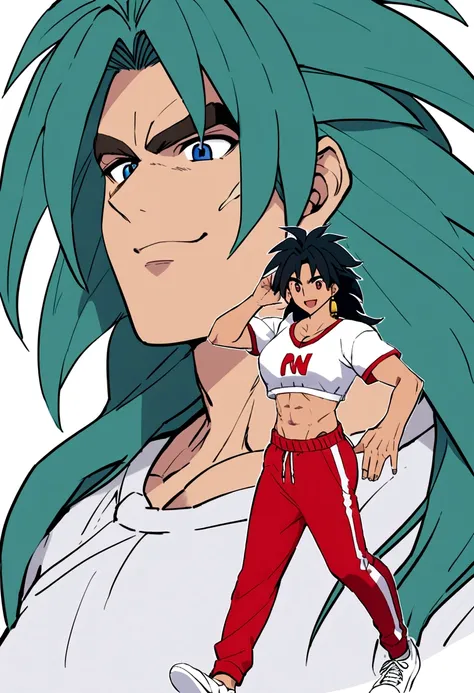 Broly with blue white red jogging pants with RN inscription