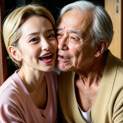 Cute  and old man、make out、kiss、Tongue and tongue、Japanese