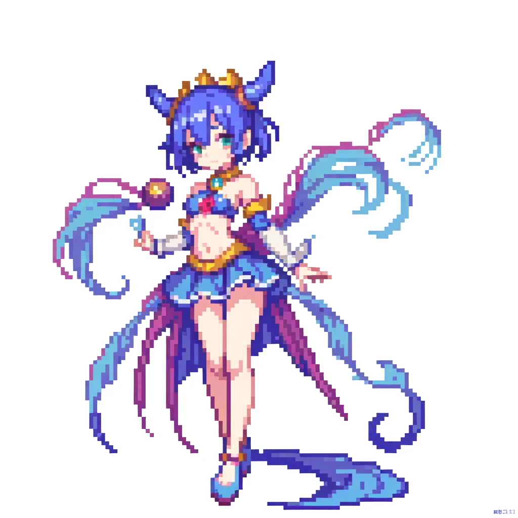 masterpiece , best quality , pixel art , 1 girl , jester  , full body , white background