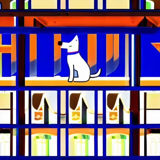 score_9, score_8_up, score_7_up, score_6_up, score_5_up, score_4_up, logo, A logo for a dog hottel, (fullbody), ((white dog:1.25), dog layin under the roof , pastell colors (orange, dark blue, blue, brown), 
logomkrdsxl, vector