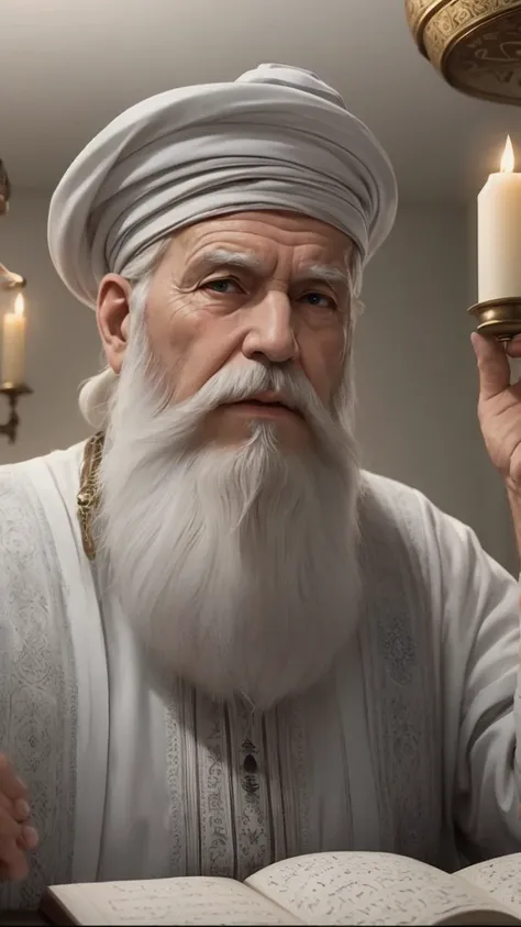 white moody aesthetic, wise old arab with a long white beard, intricate, sharp focus, fantasy, surreal 8k photo,