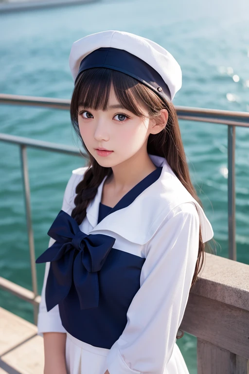 Detailed CG，High resolution，Highest quality，masterpiece，（beautiful girl：1.3），（Game CG），FutaOdef，Sailor suit、looking at the camera、15 years old