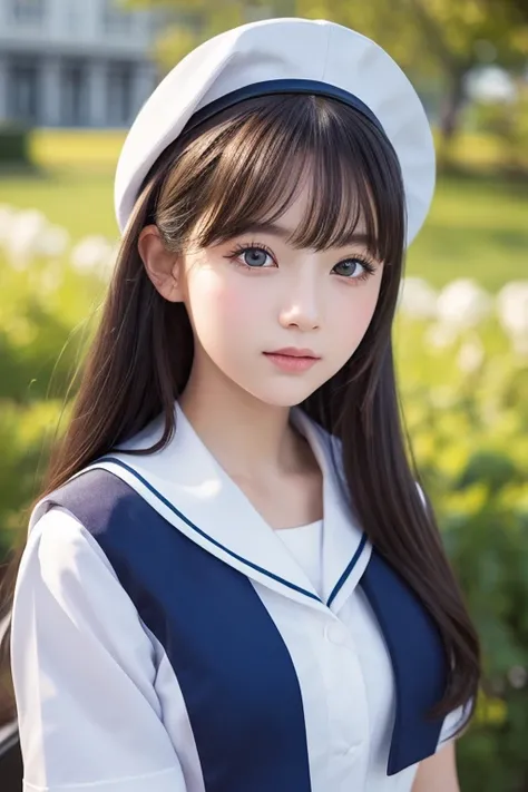 Detailed CG，High resolution，Highest quality，masterpiece，（beautiful girl：1.3），（Game CG），FutaOdef，Sailor suit、looking at the camera、15 years old