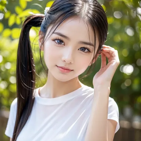 You have a pretty face，White skin，Light eyebrows，A pair of clear and bright eyes，Always shining with gentle light。Your nose is straight，Slightly upturned lips，Always with a faint smile，Makes people feel very friendly。Your hair is black and shiny，Always wea...