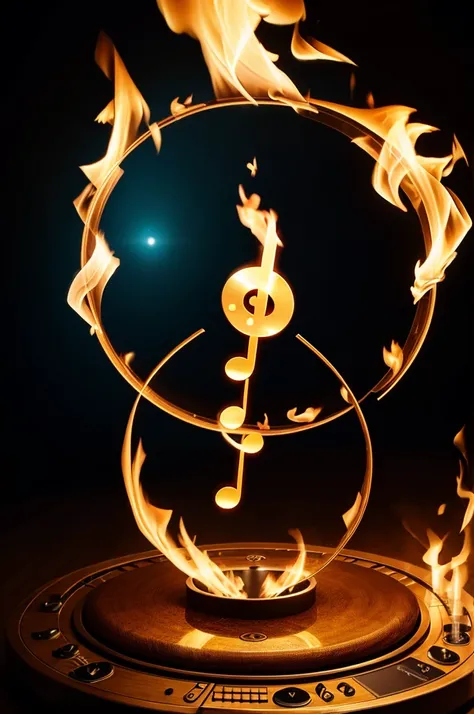 symbol of Pi with music fire image in the background 