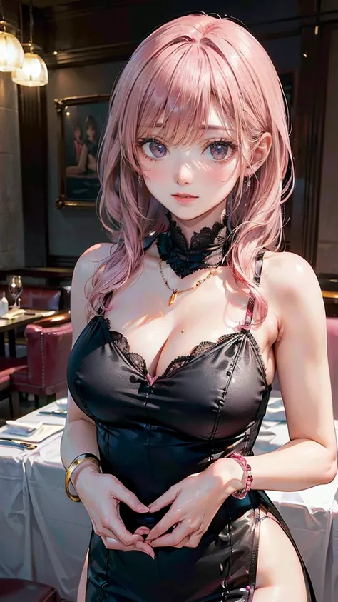 (Masterpiece, BestQuality:1.3), (ultra detailed:1.2), (hyperrealistic:1.3), (RAW photo:1.2), High detail RAW color photo, professional photograph, (Photorealistic:1.4), (realistic:1.4), (Pink Hair:1.5), professional lighting, perfect anatomy, (Big Breasts:...