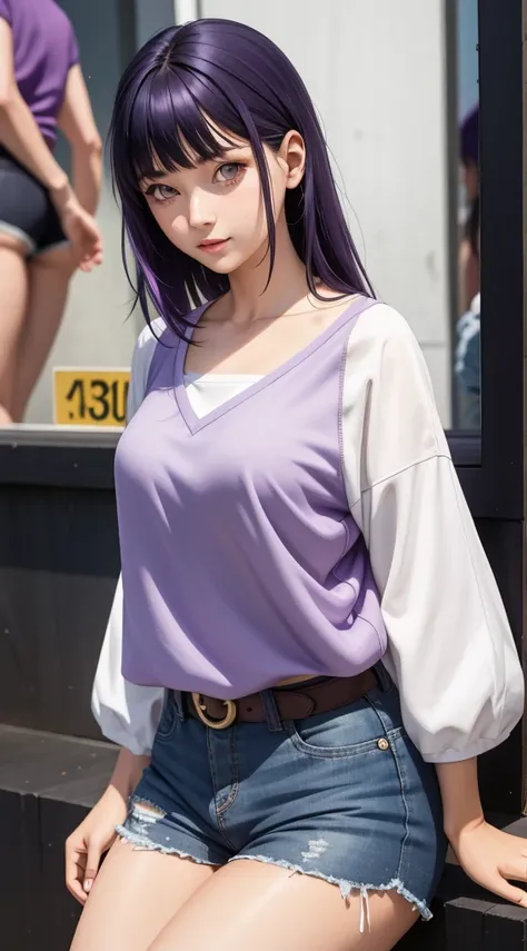 Sexy shy shorts  purple hair