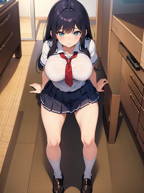 Full body giant breasts school clothes 