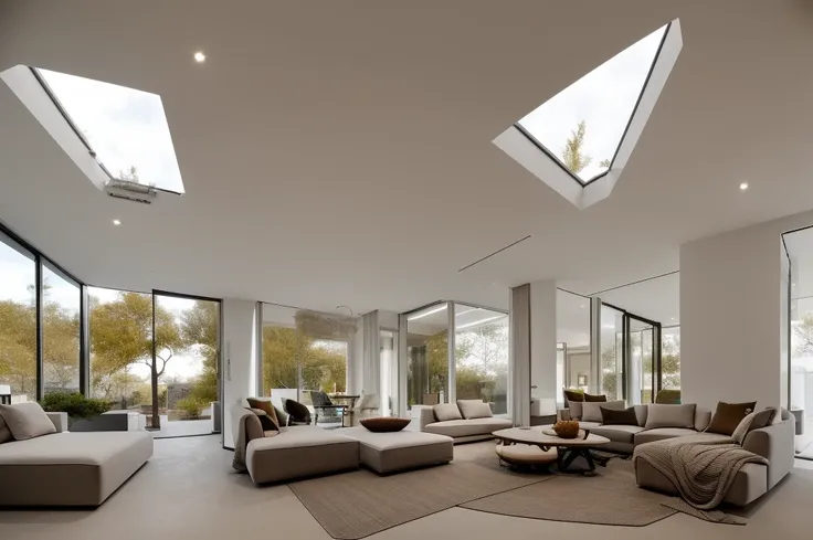 interior living room with skylight