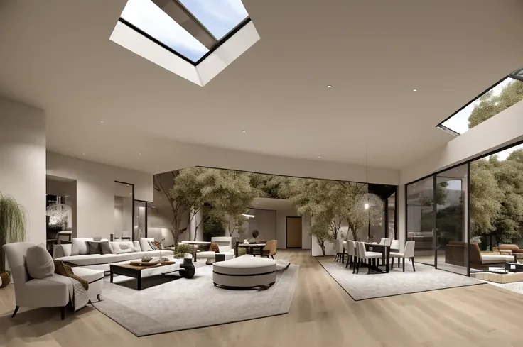 interior living room with skylight