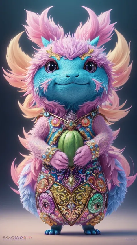 cute colorful monster, 1creature, highly detailed, intricate details, vibrant colors, whimsical, fantasy, magical realism, dynamic pose, soft lighting, digital painting, 8k, photorealistic, hyper detailed, masterpiece, (best quality,4k,8k,highres,masterpie...