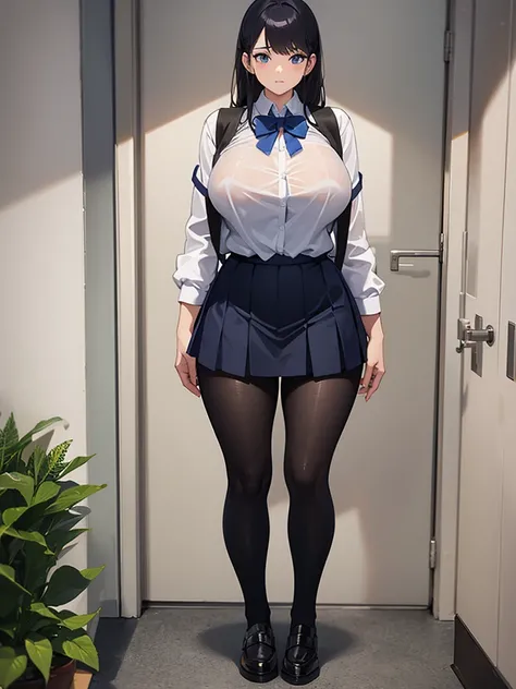 Full body giant breasts school clothes see through 