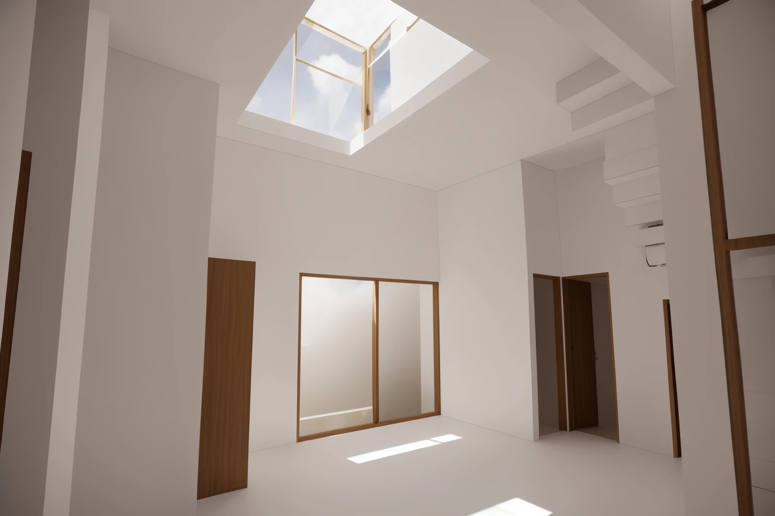 interior living room with skylight