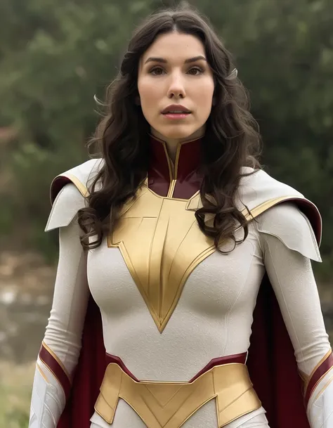 professional portrait photo of Grccrlncrry woman, looking at the camera, highly detailed, skin texture , cosplaying as Mary Marvel